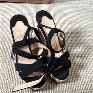 Christian Louboutin Black Wedge Sandals